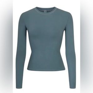 NWT Skims Cotton-Jersey Long-Sleeve T Shirt in Kyanite, Size L